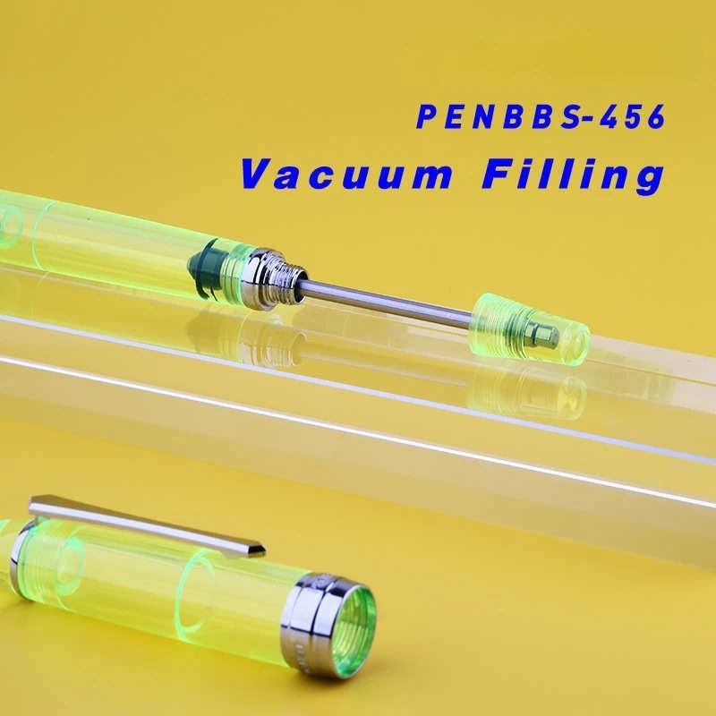 

Low Discount PENBBS 456 Fountain Pens Vacuum Filling Ink Pens Golden/Silver Blade Nib F 0.5 Resin Novel Designer Cheap Ink Pen