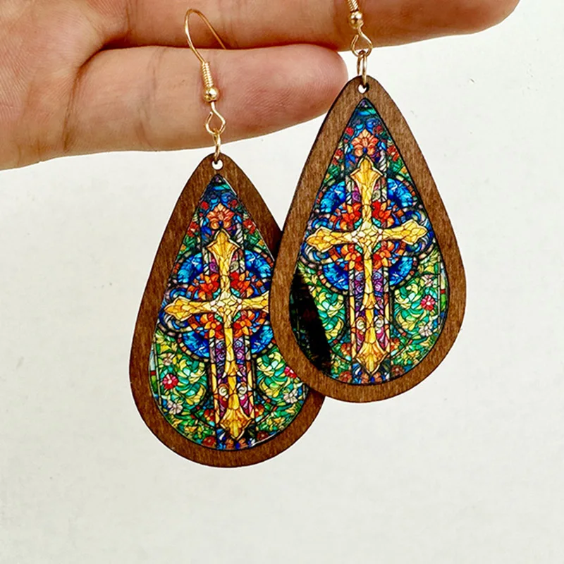 Europe And America Church Style Water Drop Earrings for Women Vintage Simple Acrylic Wooden  Dangle Earring Party Daily Jewelry