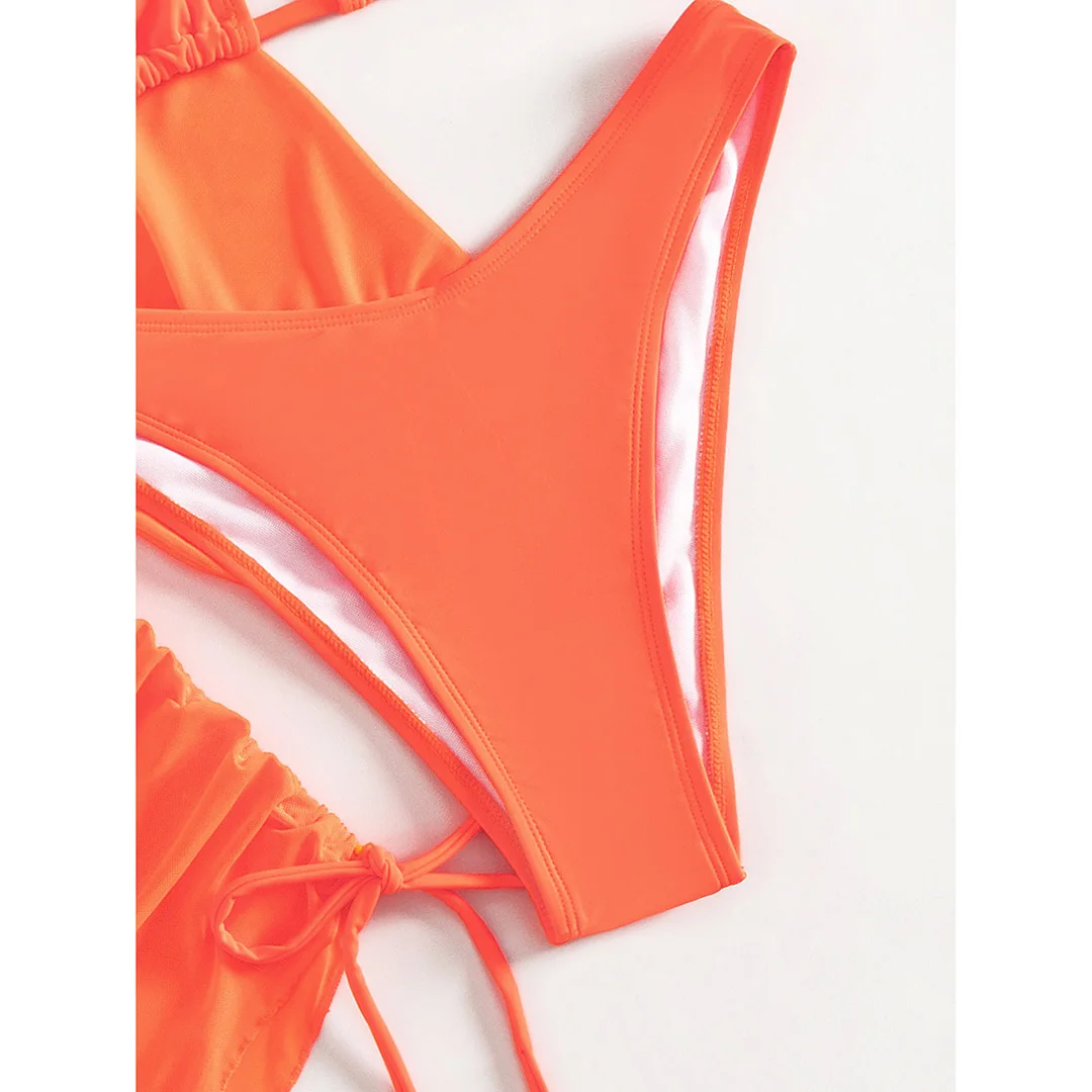 3-teiliges Halter-Bikini-Set für Damen, Badeanzug, dreiteiliges Bikini-Set mit Überwurf, Badebekleidung, Badeanzug für Damen, V3529SW – Detail 31