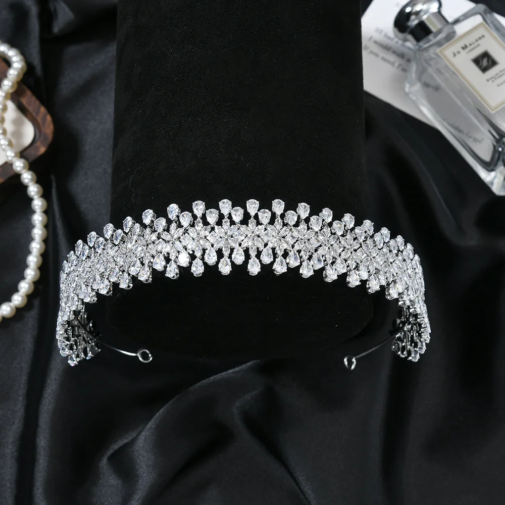 Zirkonia Bruids Tiara Kroon Voor Bruiloft Hoofdtooi Luxe Koningin Kronen Voor Bruid 15 Jaar Bruiloft Haar Sieraden Accessoires