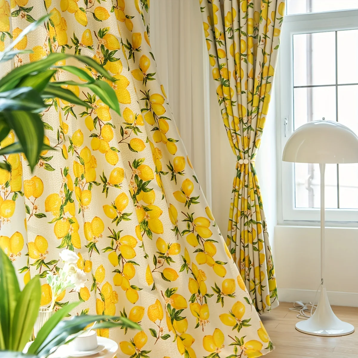 1panel Hand-painted Lemon Tree Printed Curtain Thickened Blackout Curtain Suitable For Living Room, Bedroom, Kitchen, Bathroom,