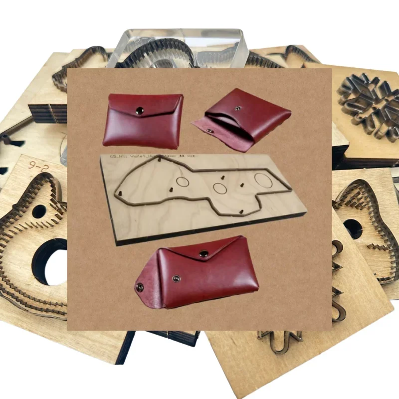 65NS Double Side Open Card Bag & Zero Wallet Laser Cutting Die, DIY Handmade Leather Sew-Free Craft Mold