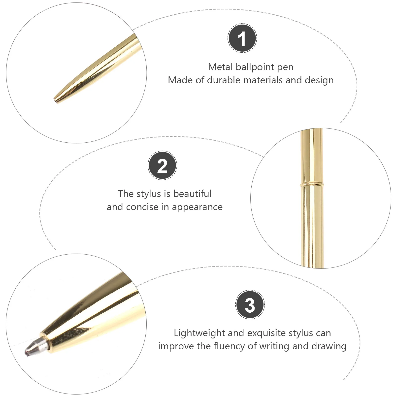 6Pcs Metal Ballpoint Pens Luxury Streamlined Black Ink Office School Business Stationery Portable Lightweight Gift