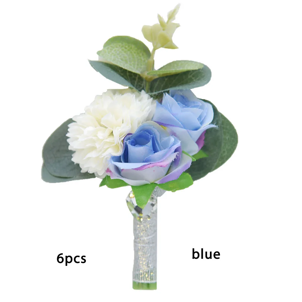 6 Pieces Artificial Wrist Corsage Bride Groom Bridesmaid Bracelet Flower ulation Rose Plant Wedding Engagement