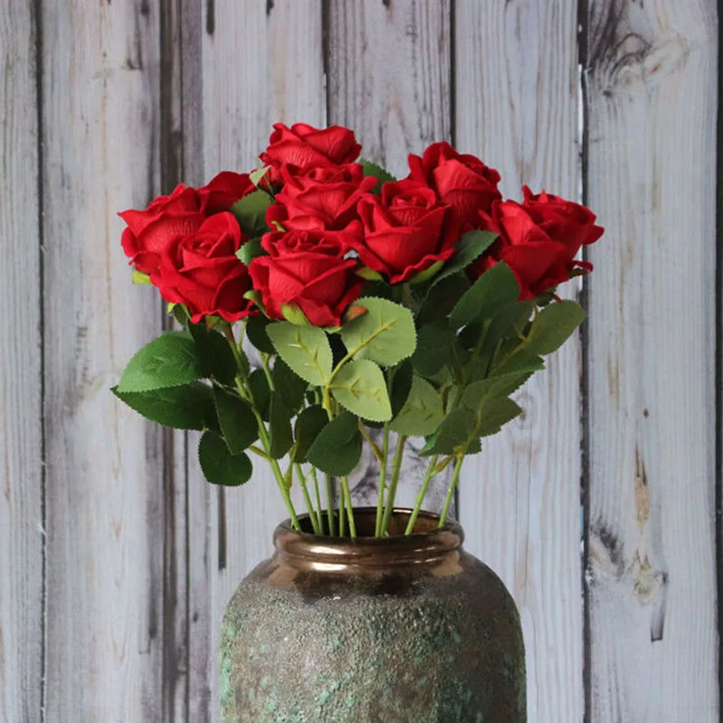 3/5/10pcs Roses Artificial Flowers Rose Flower Branch Artificial Red Roses Real Touch Fake Rose for Wedding Home Decor