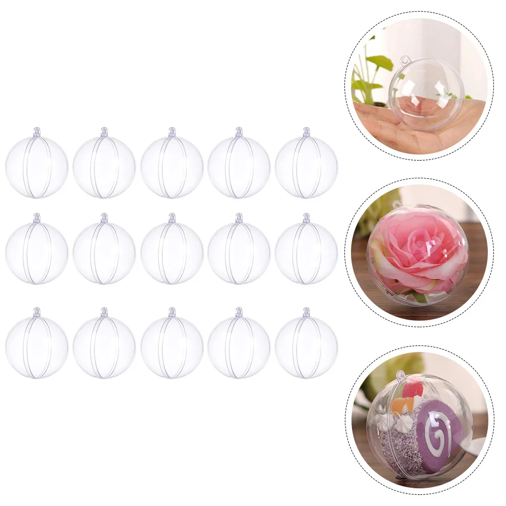 

15Pcs Christmas Hollow Ball Pendant Plastic Transparent Xmas Decoration Hanging Christmas Tree Ornaments Party Hanging
