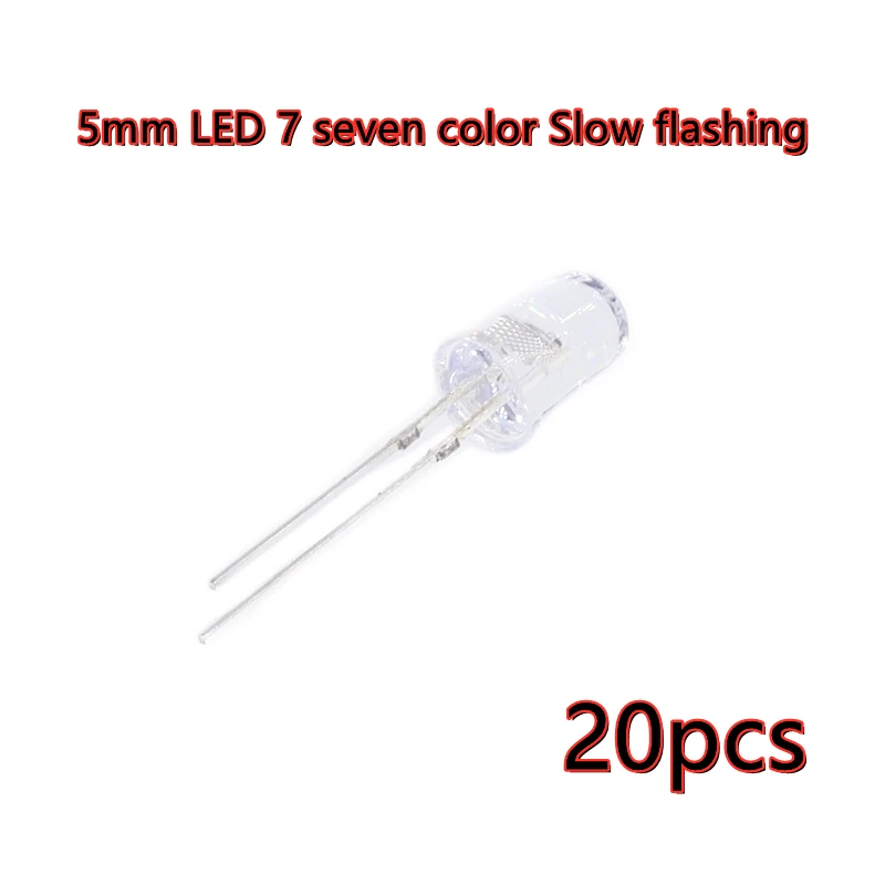 20PCS 5mm LED 7 seven color Slow flashing light emitting diode F5