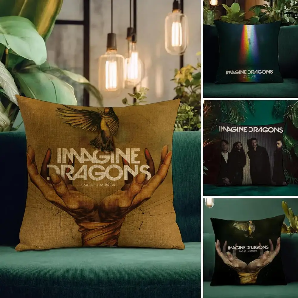 Band Imagine Dragons Cushion Cover Natural Linen Pillowcase Set All-in-One Decor Cushion Cover for Sofa Bedroom Chair