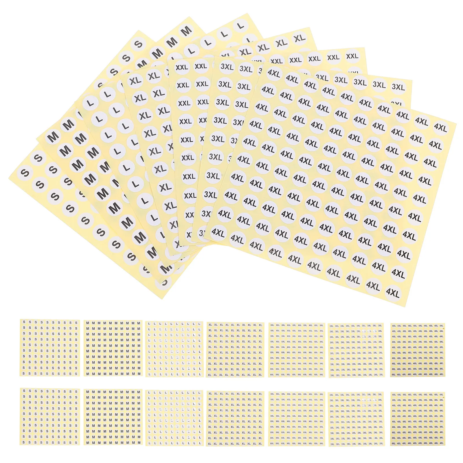 

7000Pcs Garment Size Stickers Professional Waterproof Round Label Stickers for Clothing Retail Fast Size Recognition S M L Xl