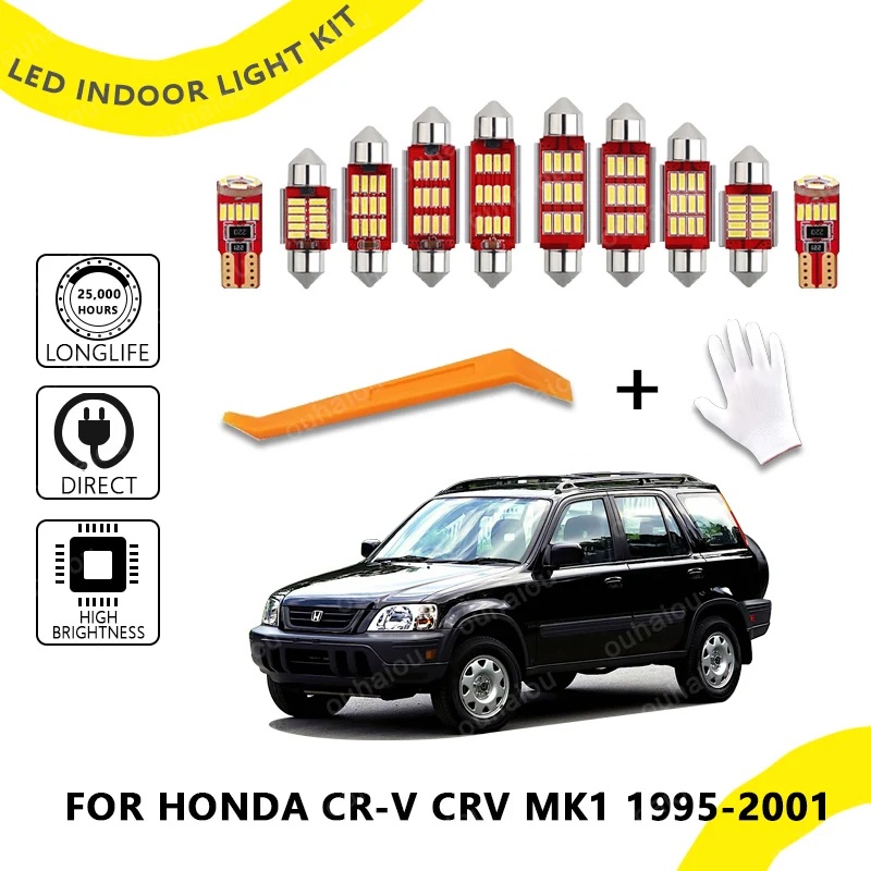 

8Pcs Canbus LED Interior Dome Reading Map Light Kit For Honda CR-V CRV MK1 I 1995 1996 1997 1998 1999 2000 2001 No Error