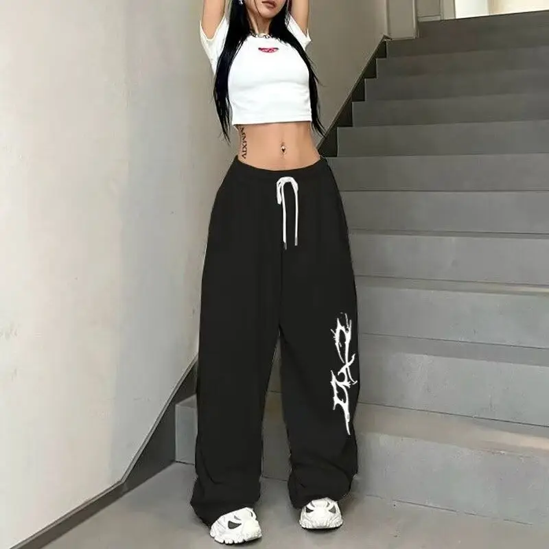 American Sweatpants Loose Straight Hip Hop Jazz Wide Leg Pants Casual Lazy Street Dance Hip Hop Sports Trousers Holographic