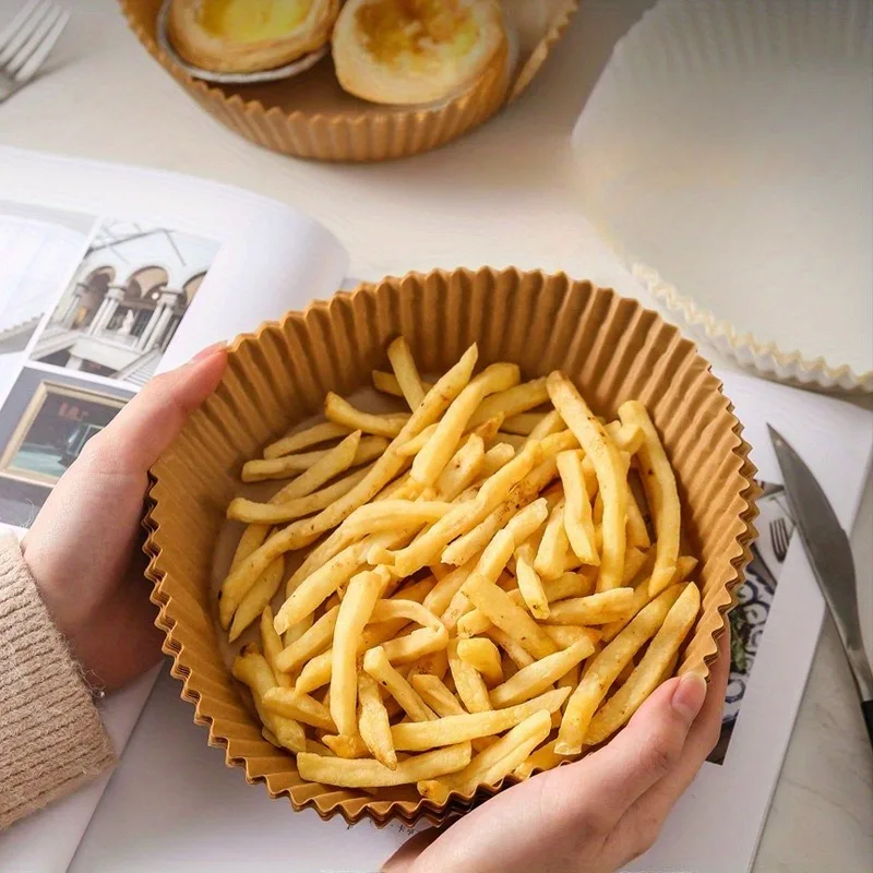 100pcs Food Grade Air Fryer Special Paper Oil Blotting Paper Pad Paper Household Food Silicone Paper Baking Paper Plate