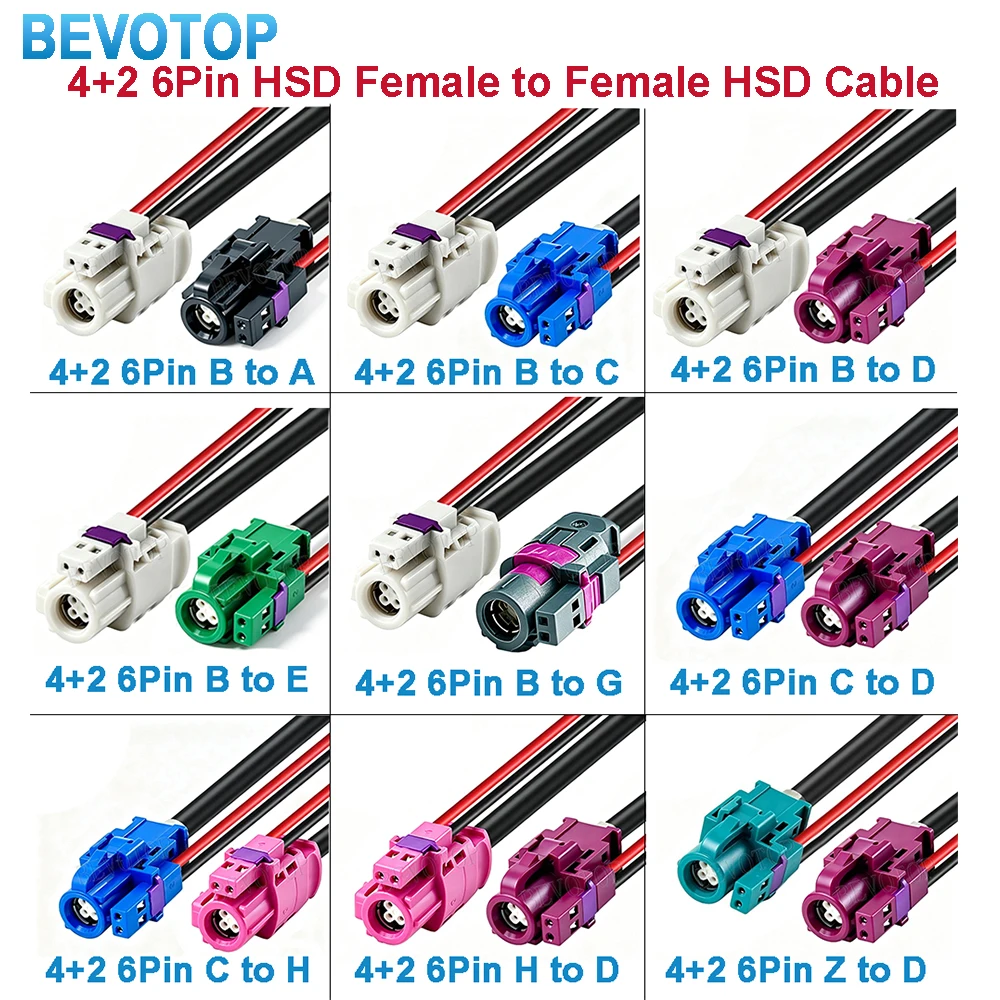 4+2 6Pin HSD LVDS Cable HSD Code A/B/C/D/E/H/Z Female Jack Connector High Speed DataTransmission LVDS Cable Custom-made Cable