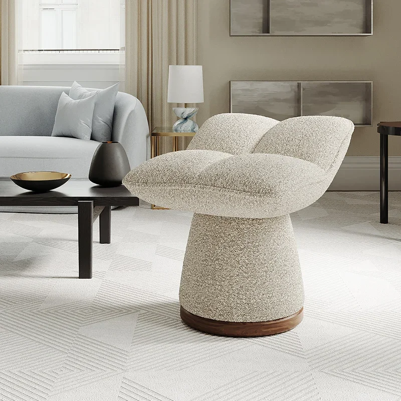 Creative Bedroom Makeup Stools,Home Living Room Dining Chair,Entrance Changing Shoes,Rotating Sofa Stool Teddy Velvet Furniture