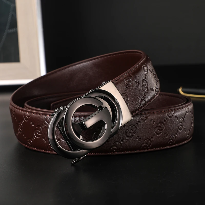 Breedte 3.4Cm Heren Riemen Luxe Beroemde Lederen Mannenriemen Voor Heren Jeans Hoge Kwaliteit Designerband Merk Gesp Riem