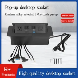 American Standard Desktop Multimedia Socket Hidden Office Conference Table Plug With USB VGA HDMI RJ45 Desktop Wire Box Socket