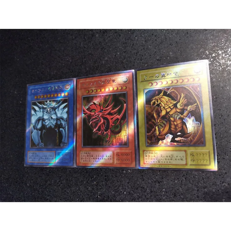 3Pcs Yu-Gi-Oh OCG DIY Anime Card Of God Homemade card 20th anniversary Egyptian God Card Toys Game Collectible Battle Card