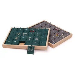 Wholesale 24Grids Bamboo Jewelry Pendant Tray Necklace Storage Jewelry Organizer Tray Holder Showcase For Drawer