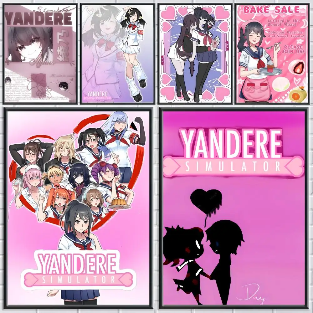 Y-Yandere Simulator Game Poster HD Wall Stickers Mural Self-Adhesive Decals Home Decor Bedroom & Living Room Gift Idea