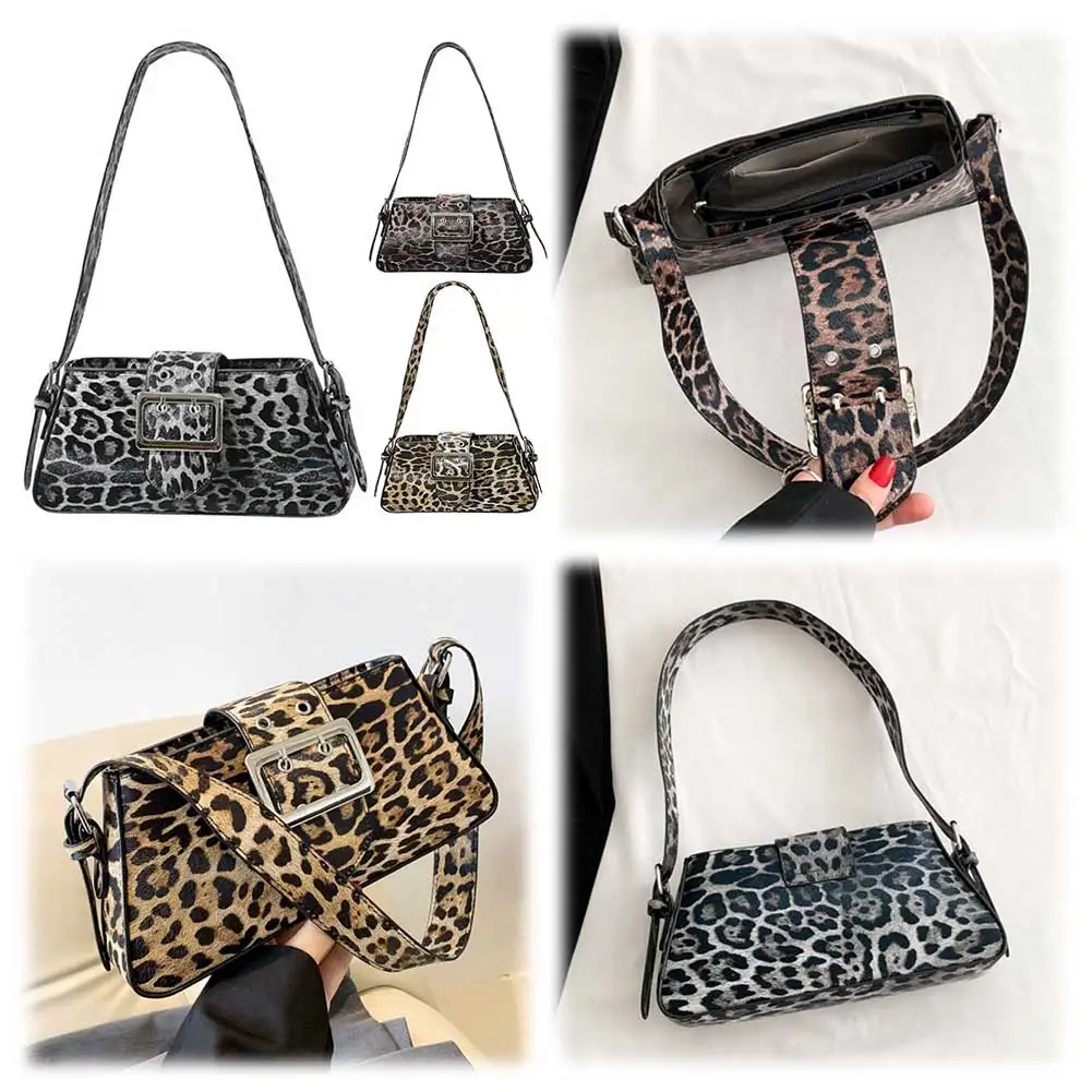 Women Leopard Print Trendy Shoulder Purse Zip Closure Stylish Underarm Bag Large Capacity Small Tote Bag for Party Vacation