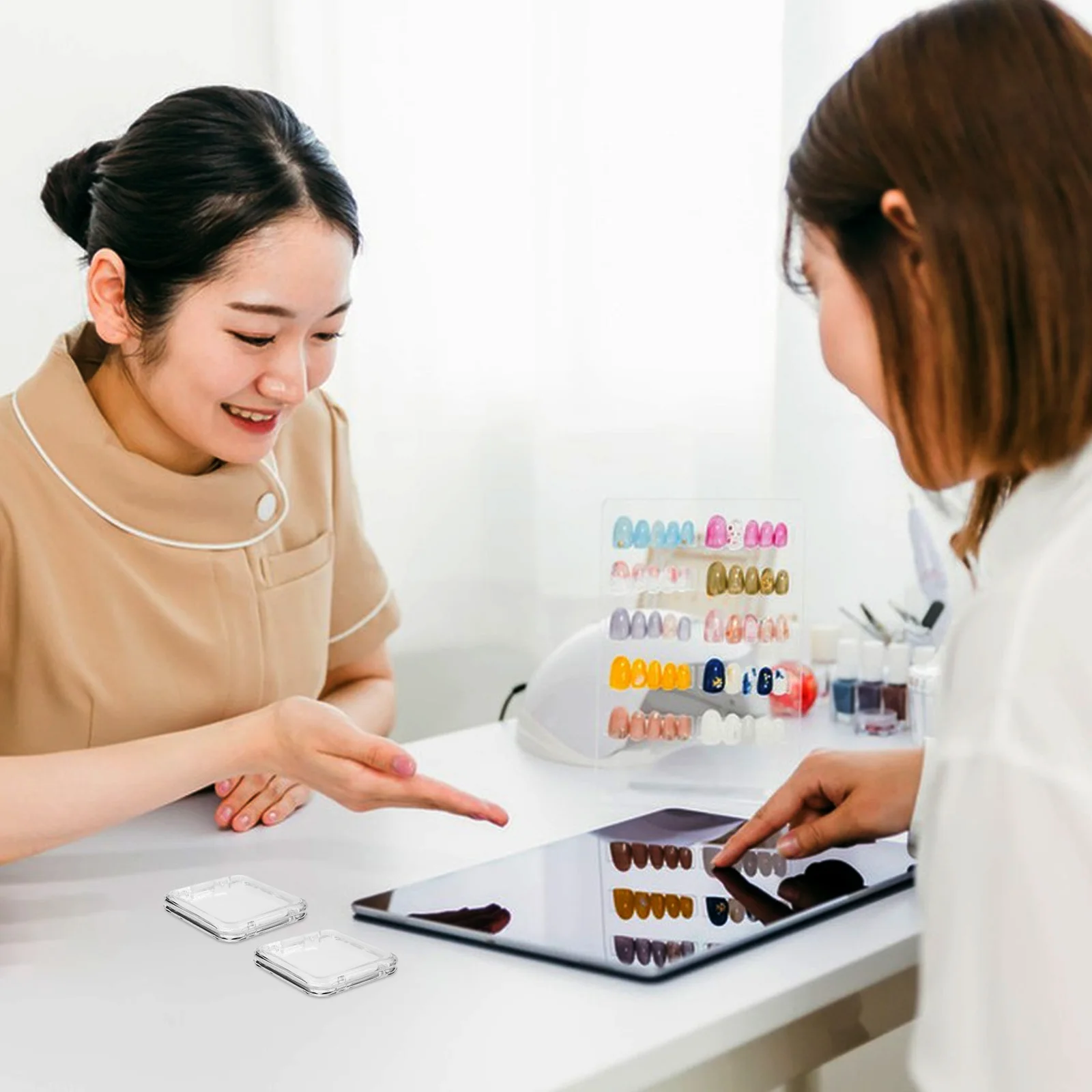 

10pcs Nail Storage Box: Transparent Press On Nail Case For Coins Stamps Badges Clear Square Plastic Organizer With Good Seal