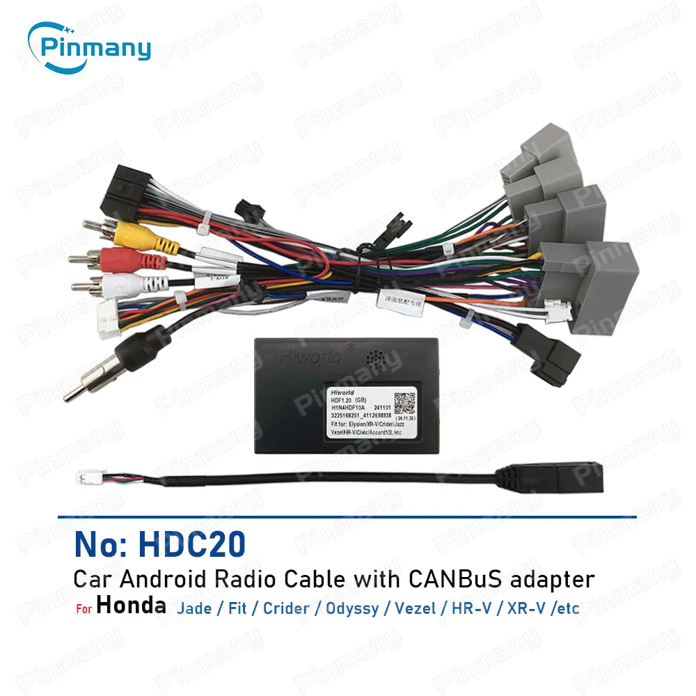 Car Radio Cable Power Wire Harness Plug Socket Connector CAN Bus Adapter HDC20 for Honda Jade Fit Crider Odyssey Vezel HRV XRV