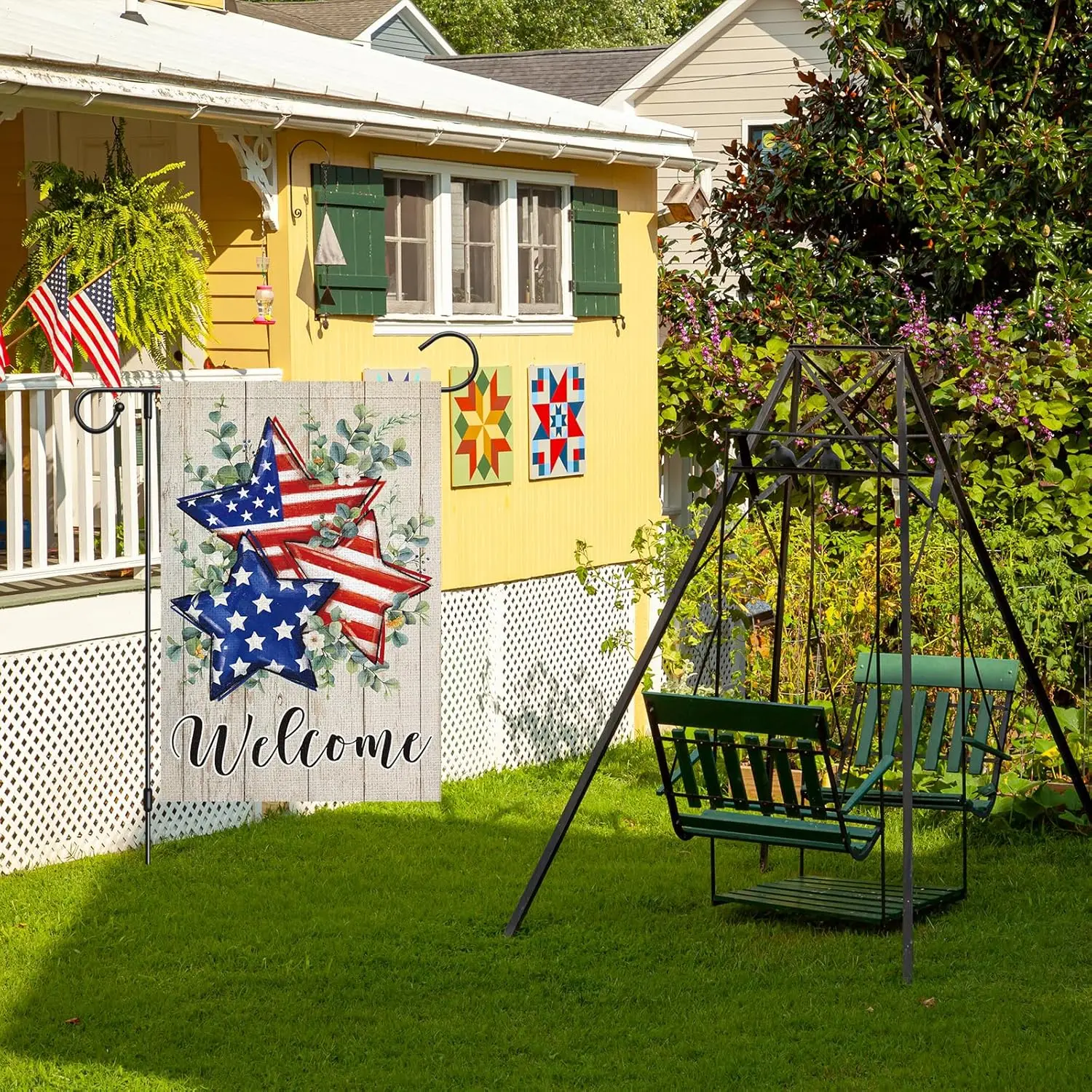 Patriotic 4th of July Garden Flag 12 x 18 Inch Double Sided Outside,Welcome Small Yard Flags Independence Day Memorial Day Y UUN