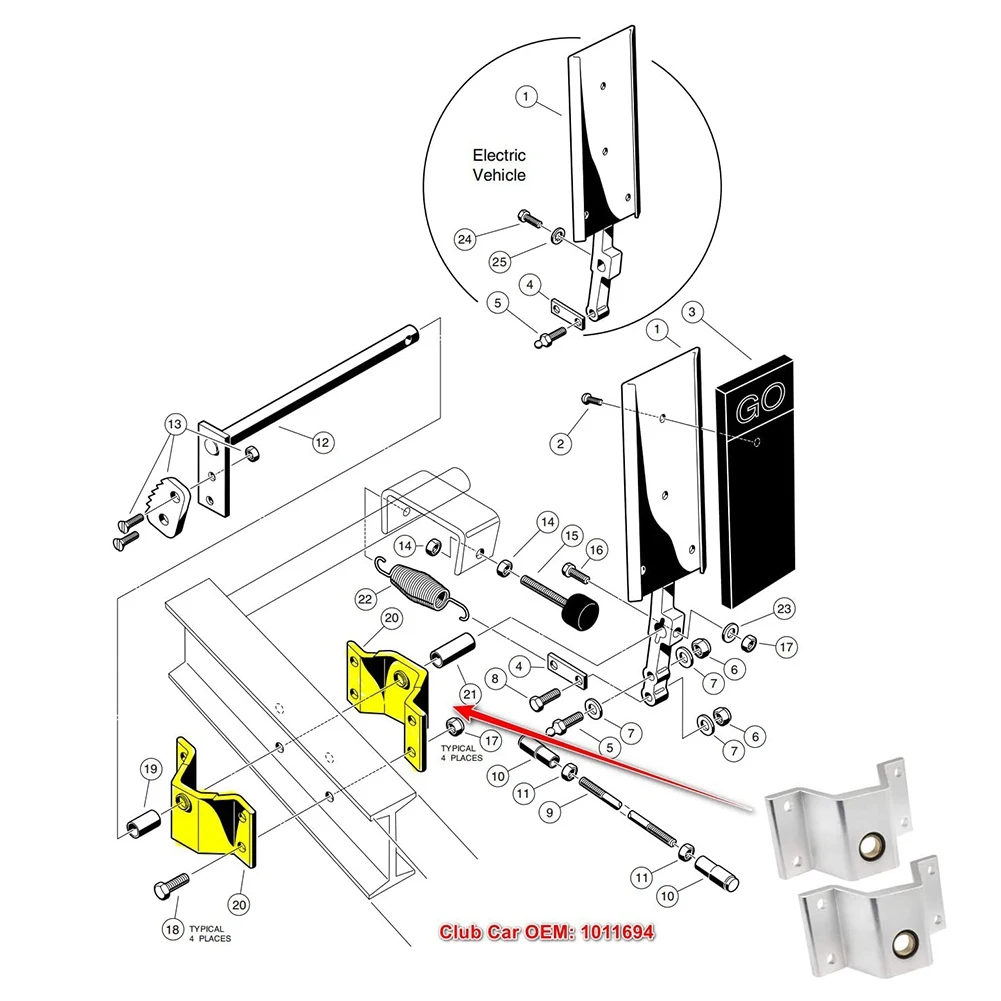 

【Supernew】2 шт. кронштейна подшипника акселератора для Club Car Gas&Electric 1981-2011 DS 1011694 1017401