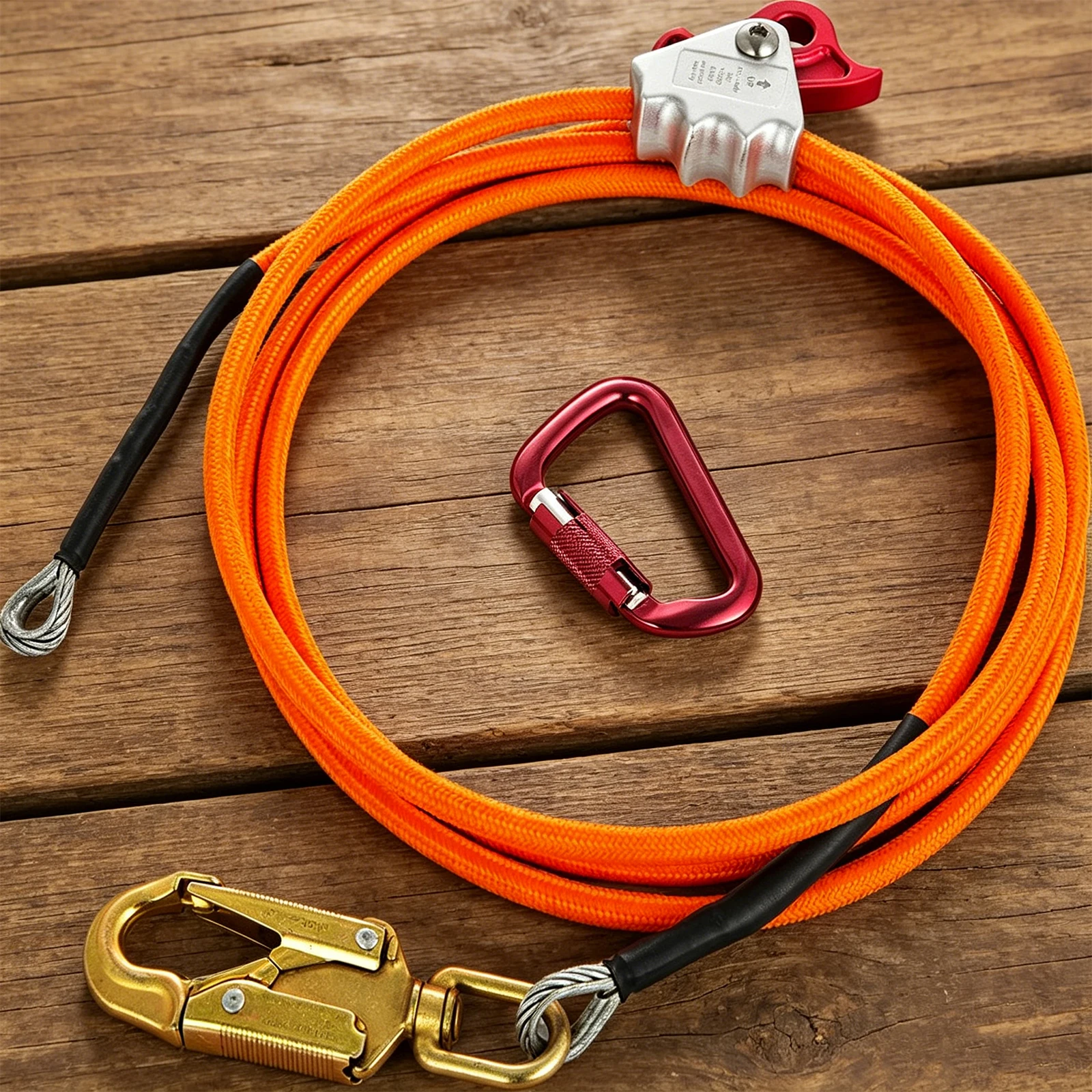 

1/2In X 10ft Steel Wire Core Flipline Kit with Triple Lock Carabiner Steel Core Climb Flipline Fall Protection for Tree Climbing