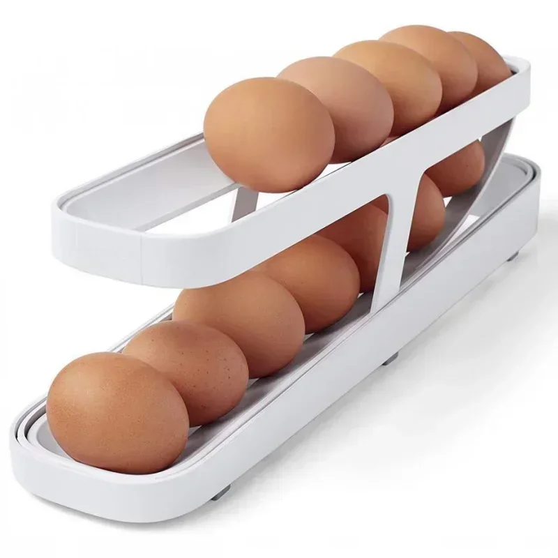 Automatische Scrolling Eierrek Houder Opbergdoos Eiermand Container Organizer Rolldown Koelkast Ei Dispenser Voor Keuken