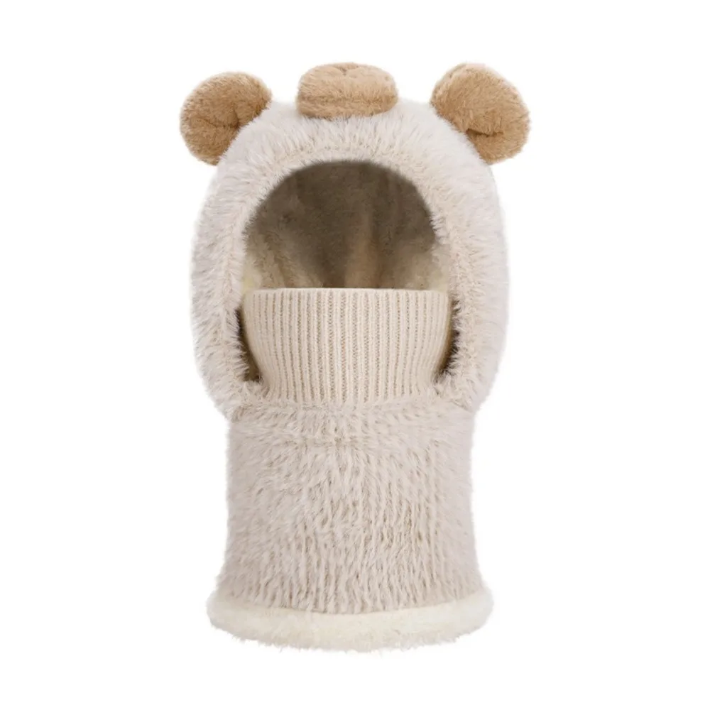 

Cute Children's Balaclava Hat Thick Warm Windproof Neck Scarf Integrated Ear Protection Kids Bear Hat Kids Outdoor