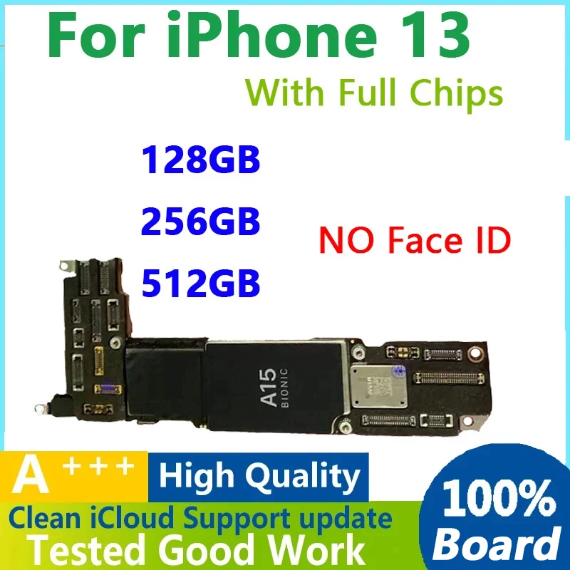 Fully Tested Authentic Motherboard for iPhone 13 Mainboard with Face ID Chips Logic Board, IOS System, Cleaned iCloud,128G 256G