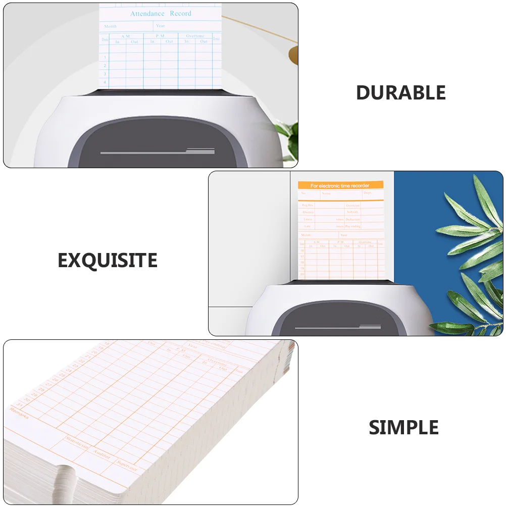 200 แผ่นภาษาอังกฤษ Attendance Card การ์ดเดินทางนาฬิกาสํานักงาน Timecards กระดาษอุปกรณ์เทปกาวอุปกรณ์เสริม