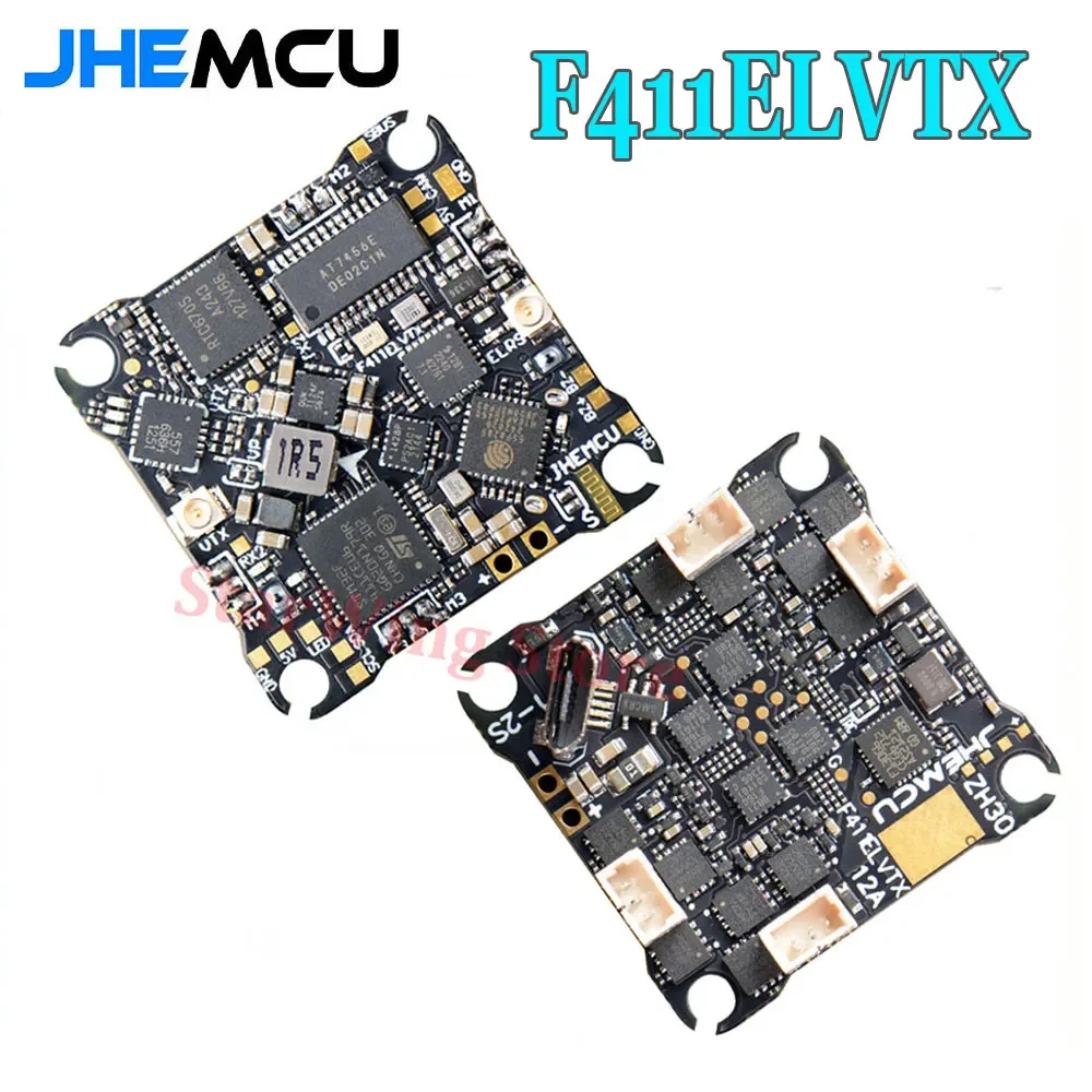 

JHEMCU F411ELVTX F411 Flight Controller 12A 4in1 ESC 5.8G 400mW VTX ELRS 2.4G RX AIO 25.5X25.5mm 1-2S for FPV Drones