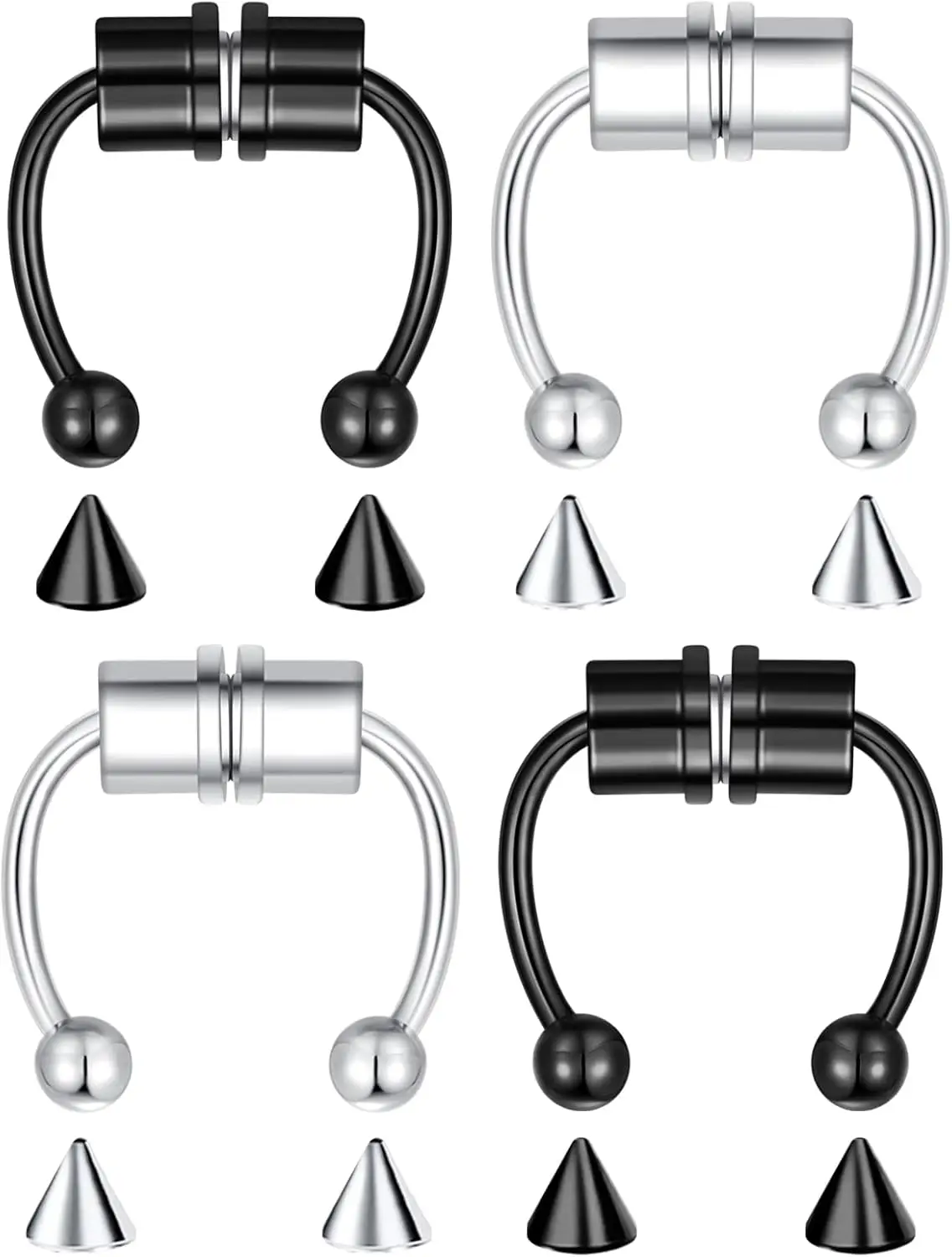 

4Pcs Nose Rings Hoops Nose Piercings Fake Ring Fake Septum Fake Lip Rings Septum Piercing Piercin