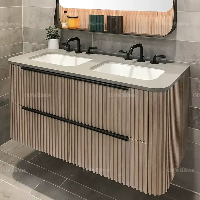 Large Capacity Multi Drawer Hanging Vanity Wall-mounted Bathroom Cabinet for Villa Restroom