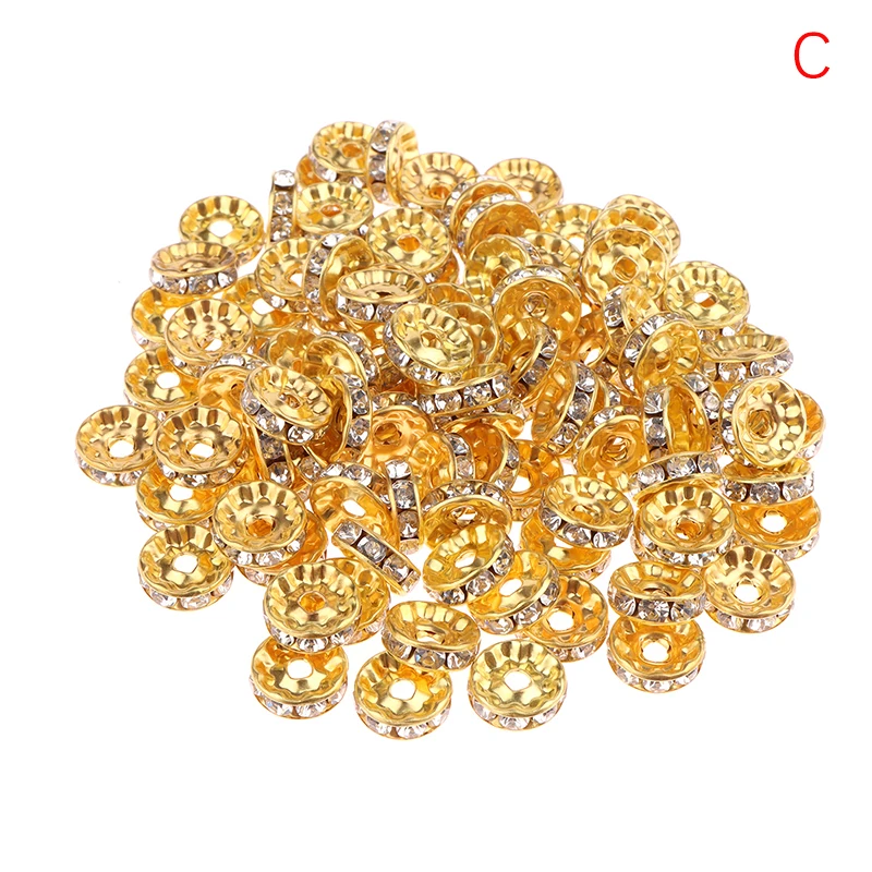 100 Stück 5/7/10 mm Rondellscheibe 316 Edelstahl Kristall Spacer Perlen mit Strass für Schmuckherstellung DIY Armband