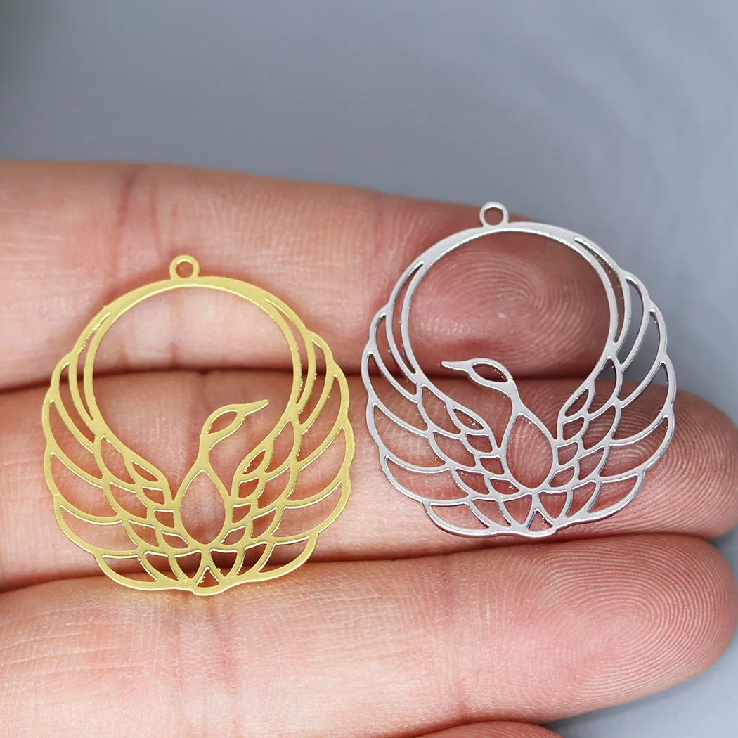 3pcs Origami Phoenix Charm for Jewelry Metal Accessories DIY Charms For Jewelry Crafts Findings