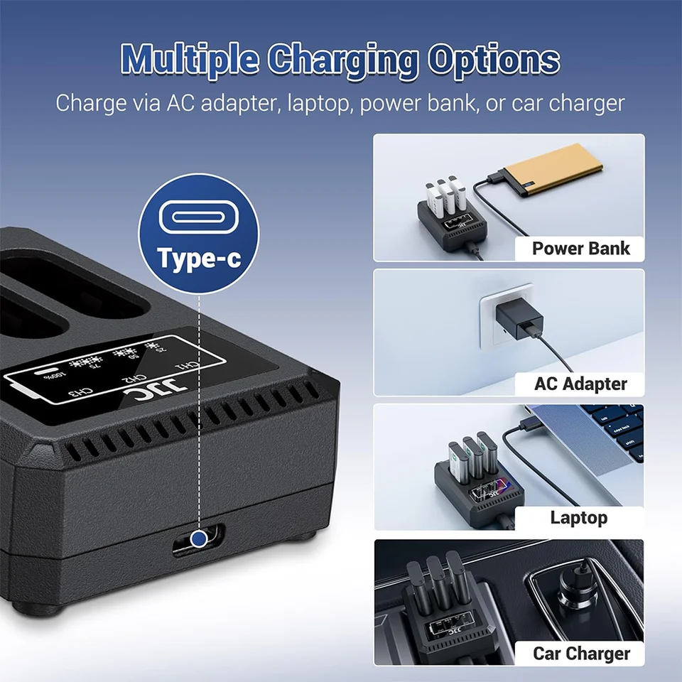 JJC USB Type C Battery Charger for Ricoh GR IV HDF GRIV GR4