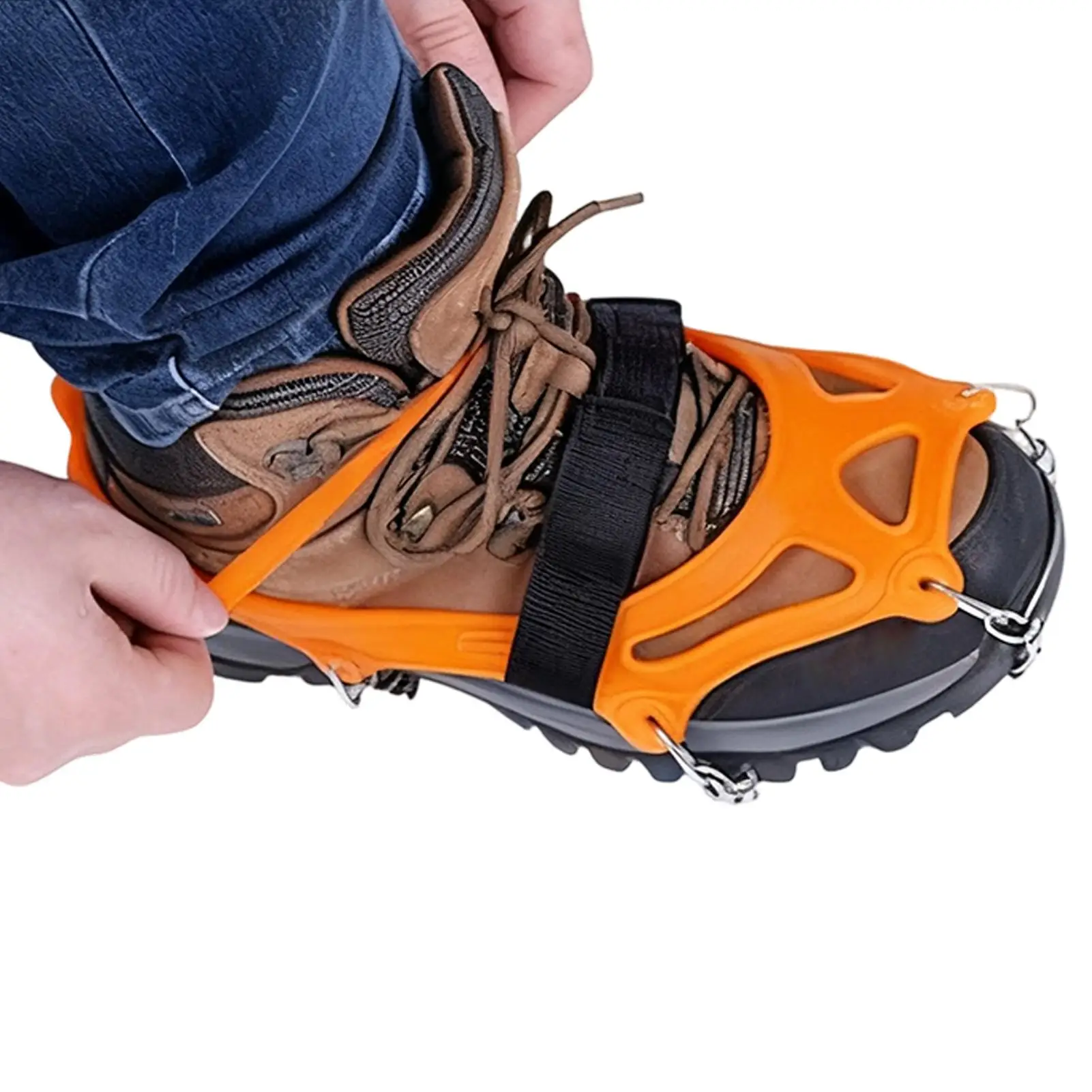 حذاء الجليد غير قابل للانزلاق من الفولاذ المقاوم للصدأ، حذاء الثلج والثلج لصيد الأسماك والمشي وتسلق الجبال والمشي لمسافات طويلة والسفر والتسلق