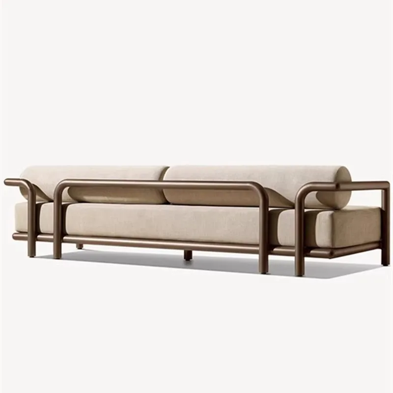 

Outdoor solid wood sofa courtyard villa terrace sofa chair aluminum alloy garden sun room designer solid wood furniture