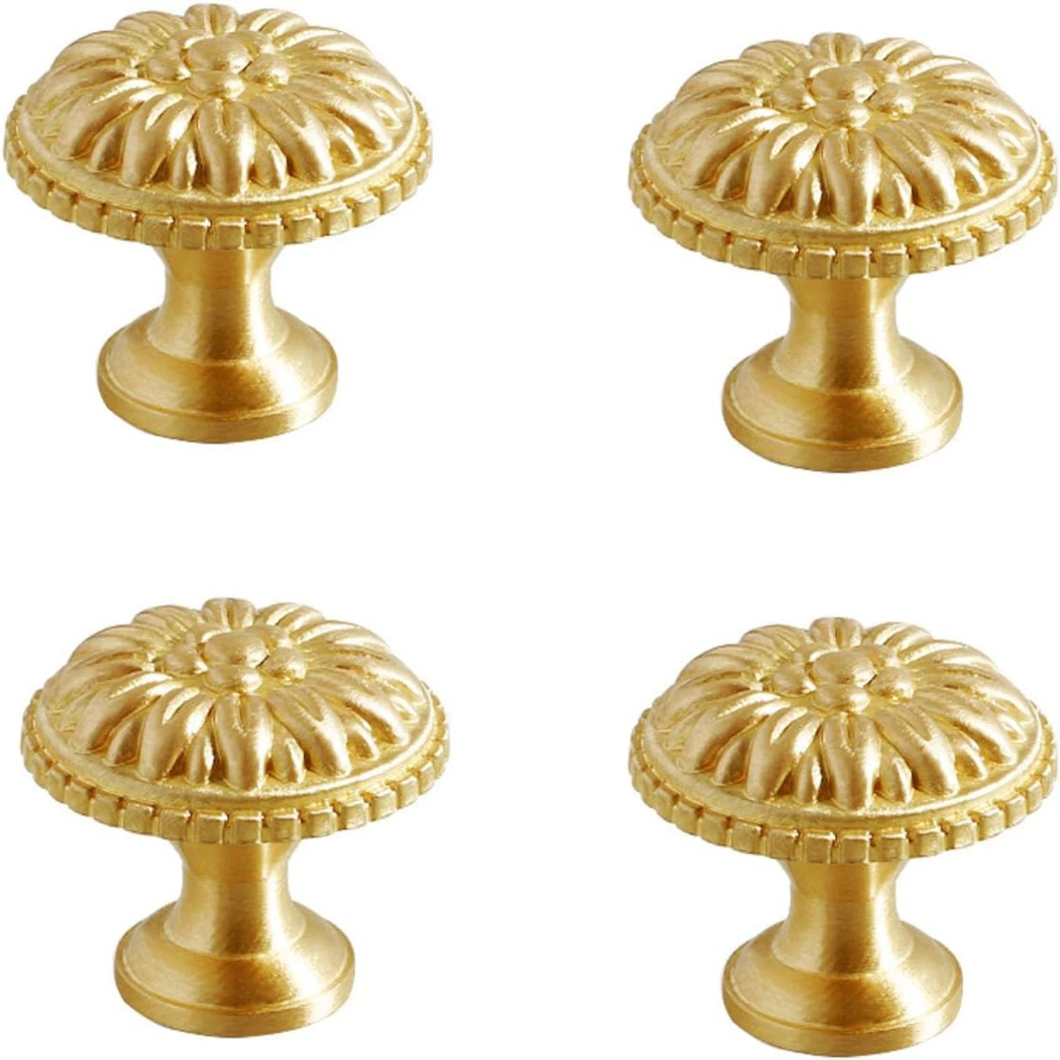 Vintage Brass Cabinet Knobs Gold Dresser Drawer Knobs  Cupboard Bathroom Cabinet Handles Pulls 4Pcs