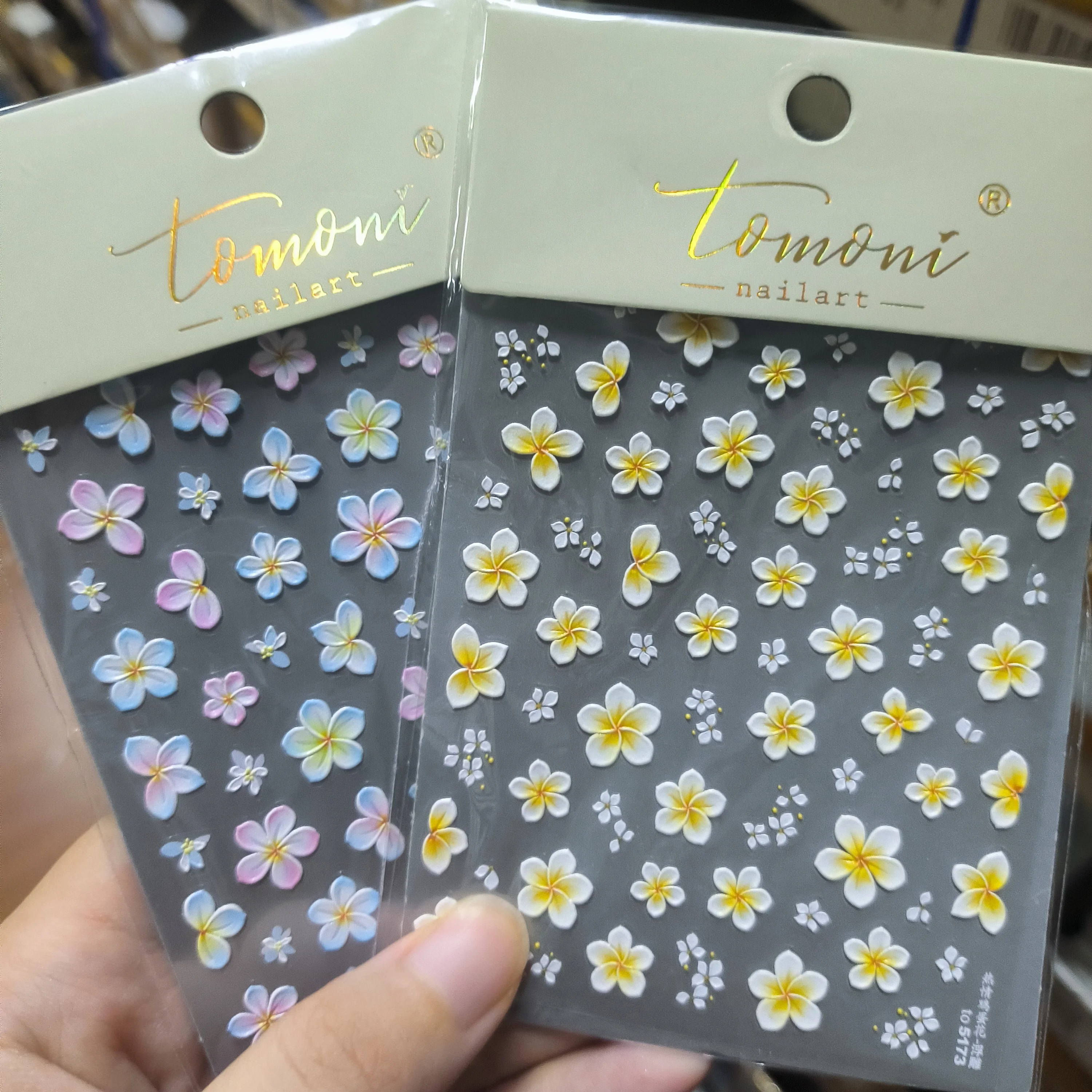 1 pz 5d tropicale frangipani fiore nail art adesivo giallo/rosa hawaiano plumeria floreale decalcomanie per unghie fai da te vibrante donne manicure