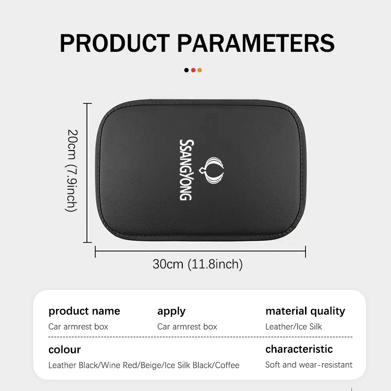 Car Armrest Center Box Mats Memory Foam Auto Arm Rest Pad For SsangYong Korando Rexton Kyron Rodius Tivoli Musso