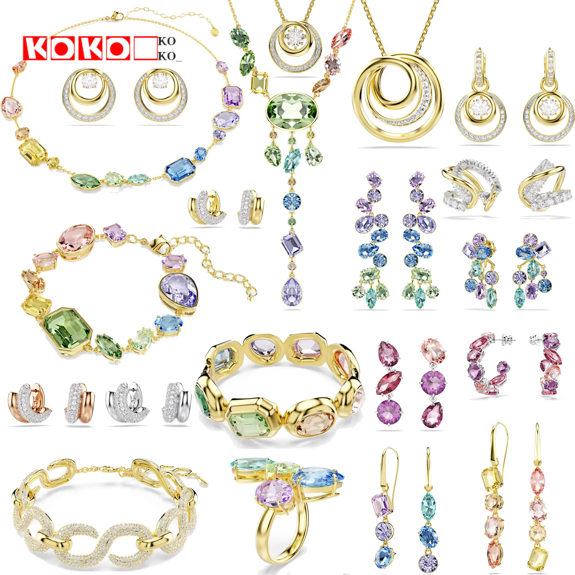 Original 2026 Neue Charms Gold Kristall Pfeil Ohrringe Halskette Feiner Schmuck Set Perlenohrringe Herz Armband Romantisches Geschenk