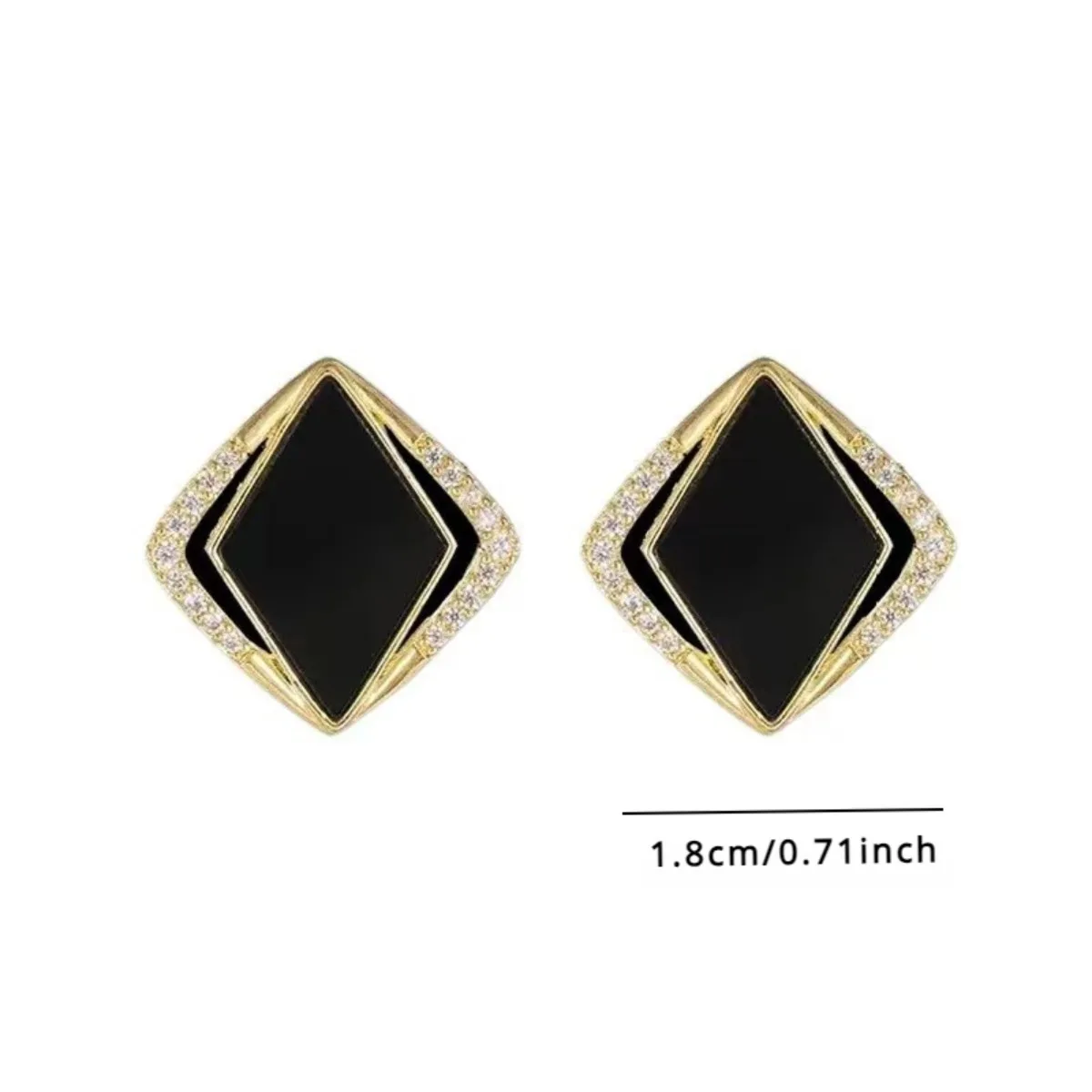 2pc Light Luxury Prismatic Black Diamond Earrings Alloy Material Inset Rhinestone New Women Cold Fashion Personality Exquisite image 4