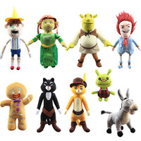 Anime Shrek Plush Toys Princess Fiona Gingerbread Man Donkey Puss Boots Collectible Soft Doll Toy Cartoon Doll Kids Gifts