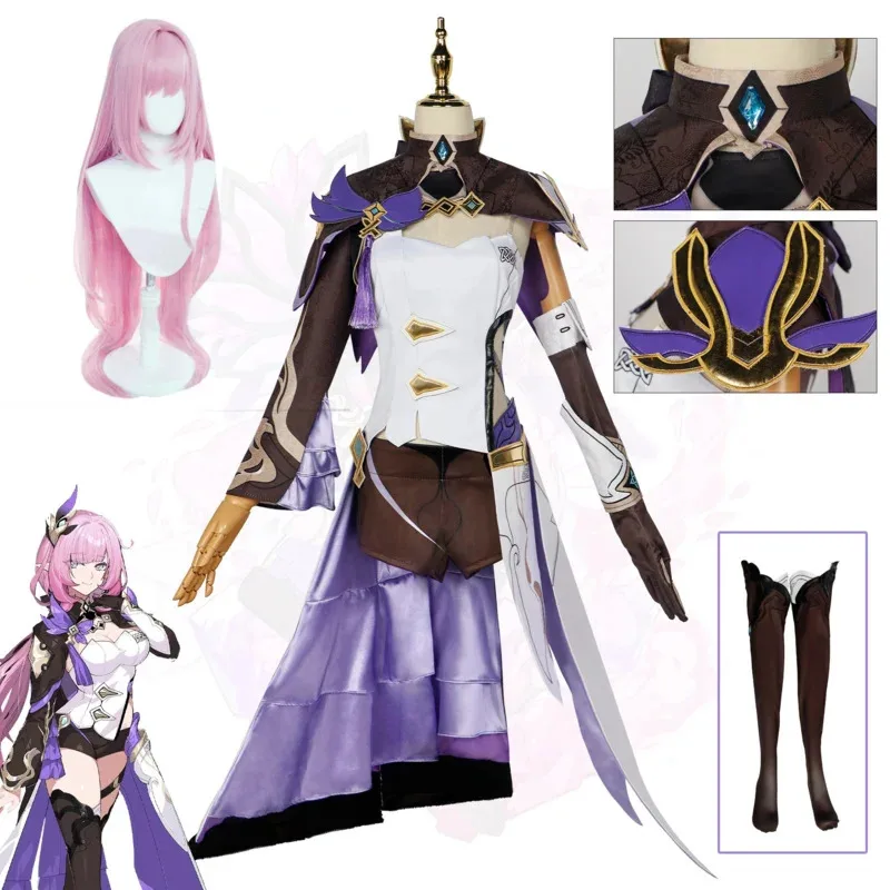 

Game Honkai Impact 3rd Elysia Cosplay Costume Women Suit Role Play Miss Cute Fairy Outfit Halloween Anime Uniform Dress Wig