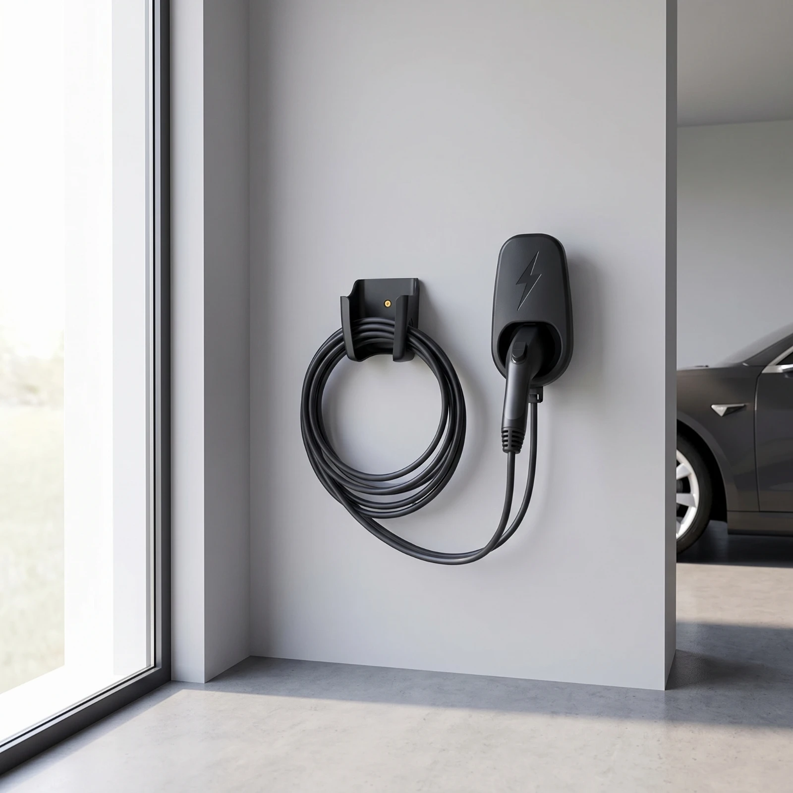 Charging Holder Long-Lasting EV Charger Holder Charger Dock Compact Wall Mount Reliable for Electric Vehicle Owners, Garage