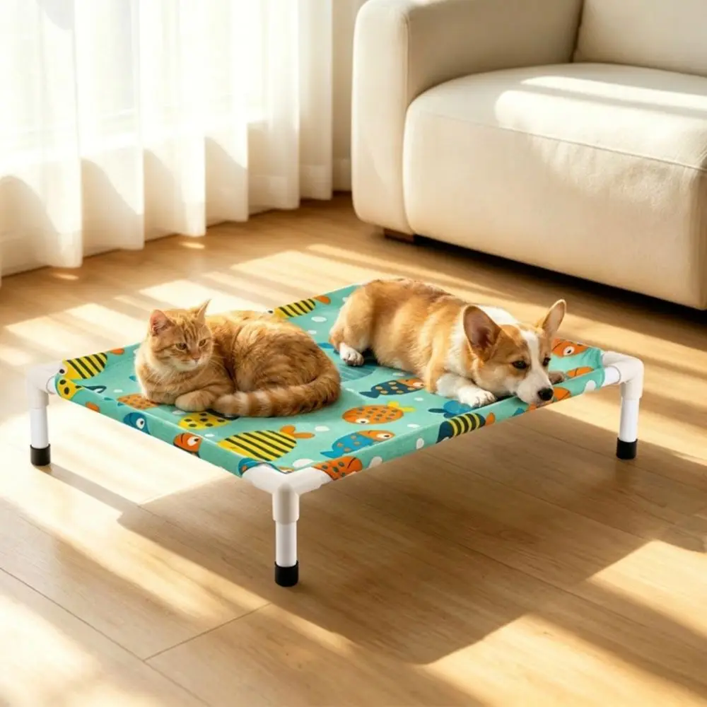 Lit de repos pour chat amovible et surélevé, antidérapant et respirant, avec jouet pour chat, structure robuste, canapé-lit pour chat, pour toutes les saisons, pour la maison